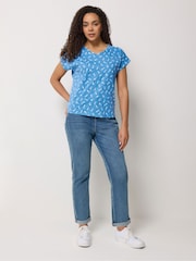 M&Co Blue Cotton Grown On Sleeve T-Shirts 3 Pack - Image 7 of 9