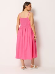 Yours Curve Pink Poplin Midi Dress - Image 3 of 5