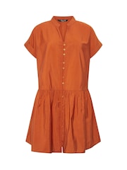 PixieGirl Petite Orange Button Through Drop Waist Shirt Dress - Image 5 of 5