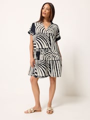 PixieGirl Petite Black Button Through Drop Waist Shirt Dress - Image 2 of 6