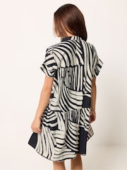 PixieGirl Petite Black Button Through Drop Waist Shirt Dress - Image 3 of 6