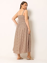 Yours Curve Brown Shirred Sundress - Image 3 of 5