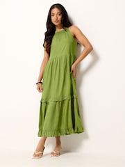 PixieGirl Petite Red Tiered Halter Maxi Dress - Image 2 of 5