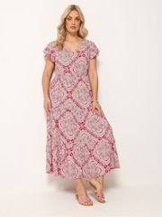Yours Curve Pink Shirred Smock Dress - Image 2 of 5