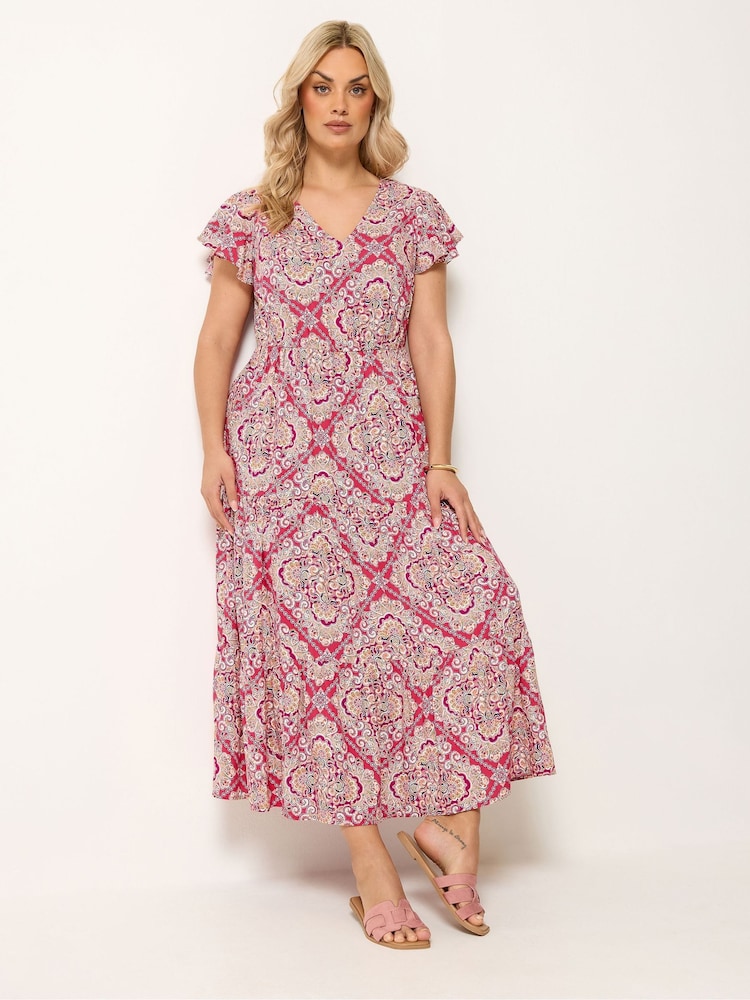 Yours Curve Pink Shirred Smock Dress - Image 2 of 5