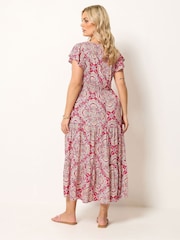 Yours Curve Pink Shirred Smock Dress - Image 3 of 5
