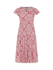 Yours Curve Pink Shirred Smock Dress - Image 5 of 5