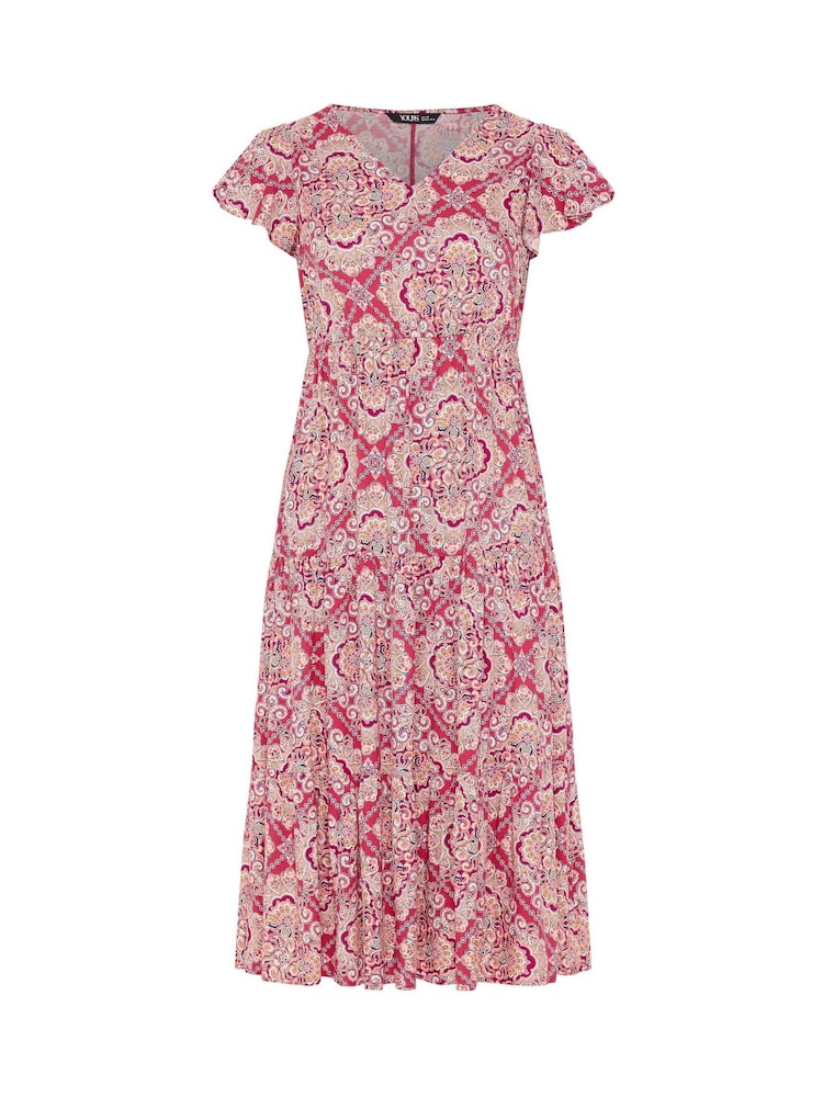 Yours Curve Pink Shirred Smock Dress - Image 5 of 5