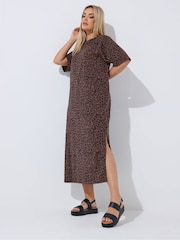 Marrón - Yours Curve Limited T-Shirt Maxi Dress - Imagen 2 de 5
