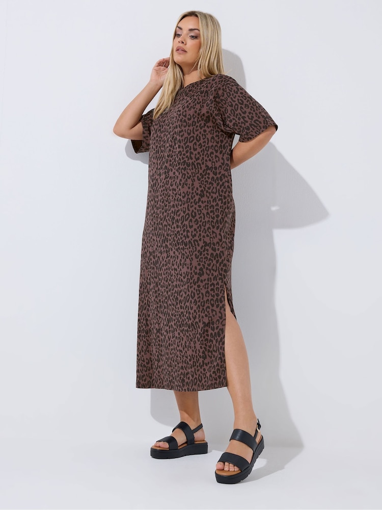 Marrón - Yours Curve Limited T-Shirt Maxi Dress - Imagen 2 de 5