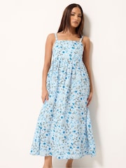 PixieGirl Petite Blue Ditsy Print Midi Dress - Image 1 of 5