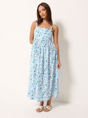 PixieGirl Petite Blue Ditsy Print Midi Dress - Image 2 of 5