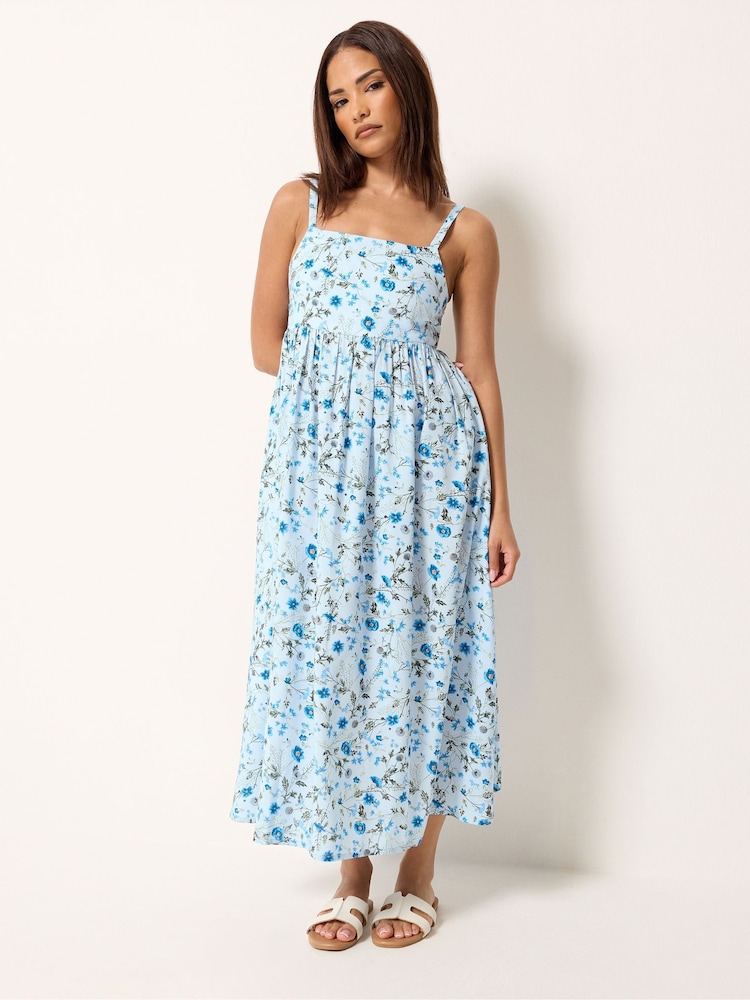 PixieGirl Petite Blue Ditsy Print Midi Dress - Image 2 of 5