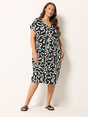 Yours Curve Black Pleated Front Dress - Image 2 of 5