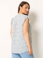Yours Curve White Pintuck Frill Sleeve Blouse - Image 3 of 5