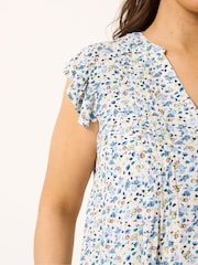 Yours Curve White Pintuck Frill Sleeve Blouse - Image 4 of 5
