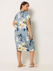Yours Curve Grey Pleated Front Dress - Image 3 of 5