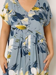 Yours Curve Grey Pleated Front Dress - Image 4 of 5