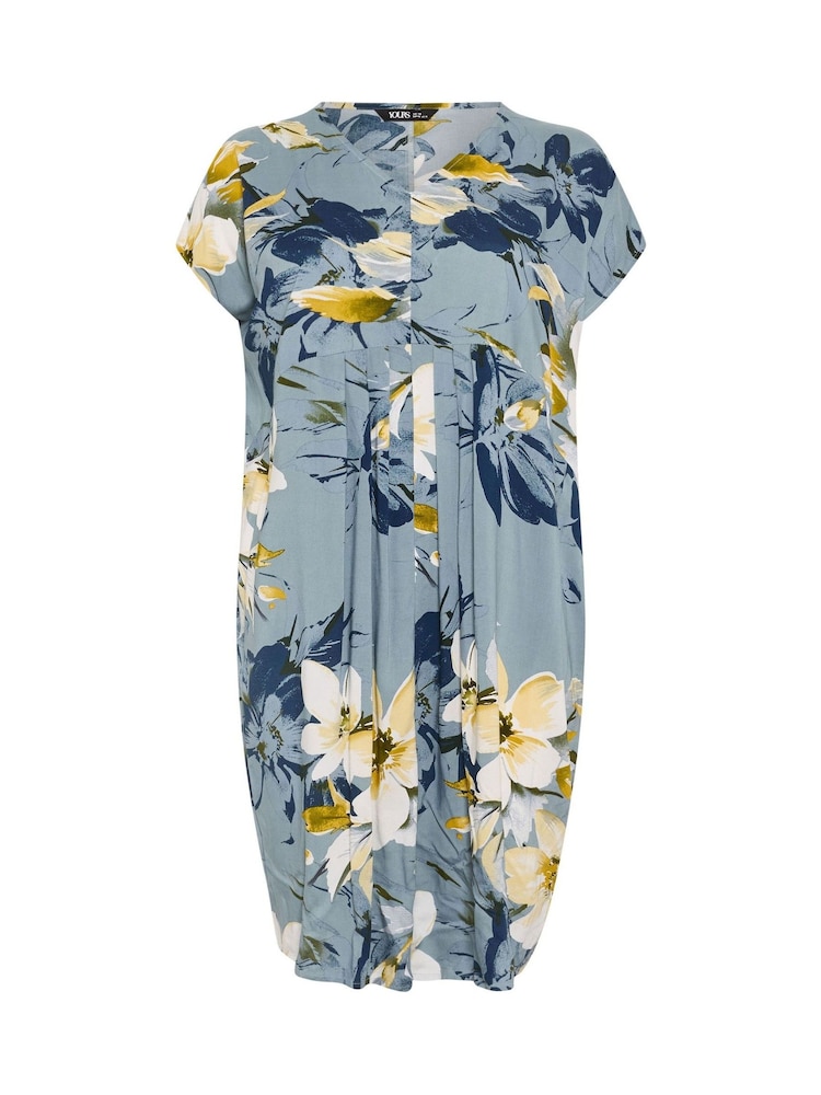 Yours Curve Grey Pleated Front Dress - Image 5 of 5