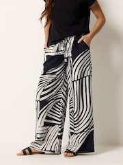 PixieGirl Petite Black Swirl Print Beaded Wide Leg Trousers - Image 2 of 5