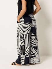 PixieGirl Petite Black Swirl Print Beaded Wide Leg Trousers - Image 3 of 5