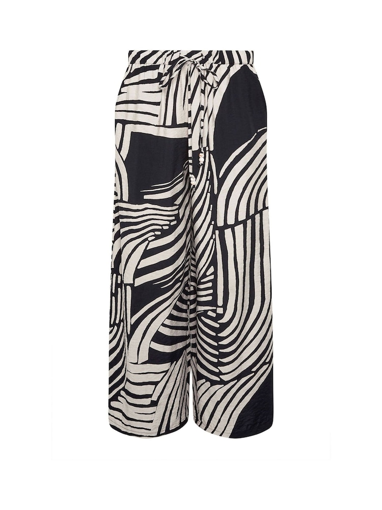 PixieGirl Petite Black Swirl Print Beaded Wide Leg Trousers - Image 5 of 5