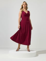 Yours Curve Red London Ity Cowl Lace Up Maxi Dress - Image 1 of 5
