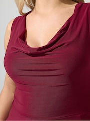 Yours Curve Red London Ity Cowl Lace Up Maxi Dress - Image 4 of 5