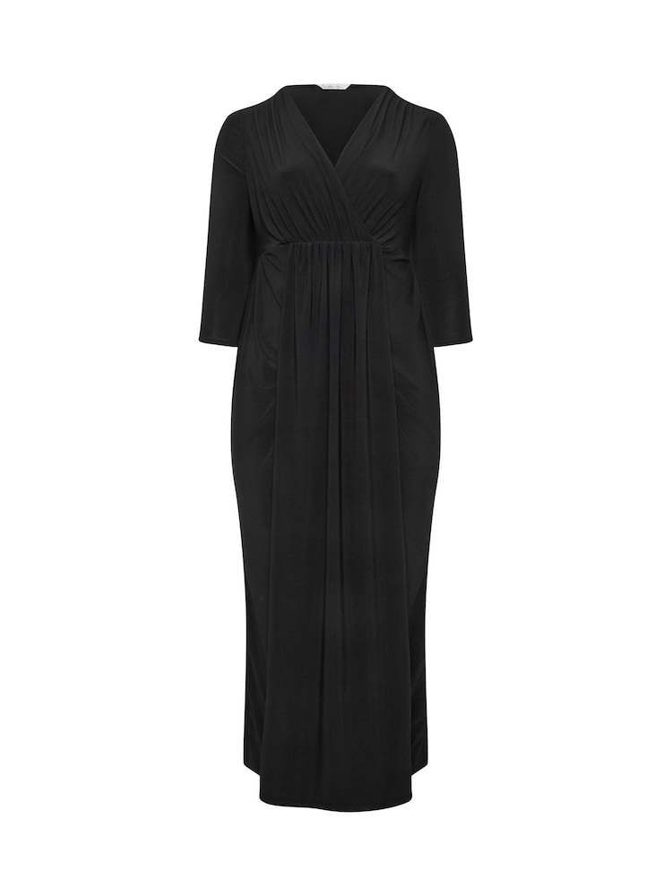 Yours Curve Black London Drape Wrap Dress - Image 5 of 5 Yours Curve Black London Drape Wrap Dress - Image 5 of 5