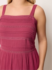 Yours Curve Pink Cheesecloth Pleated Tiered Dress - Image 4 of 5