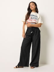 PixieGirl Petite Black Beaded Wide Leg Trousers - Image 1 of 4