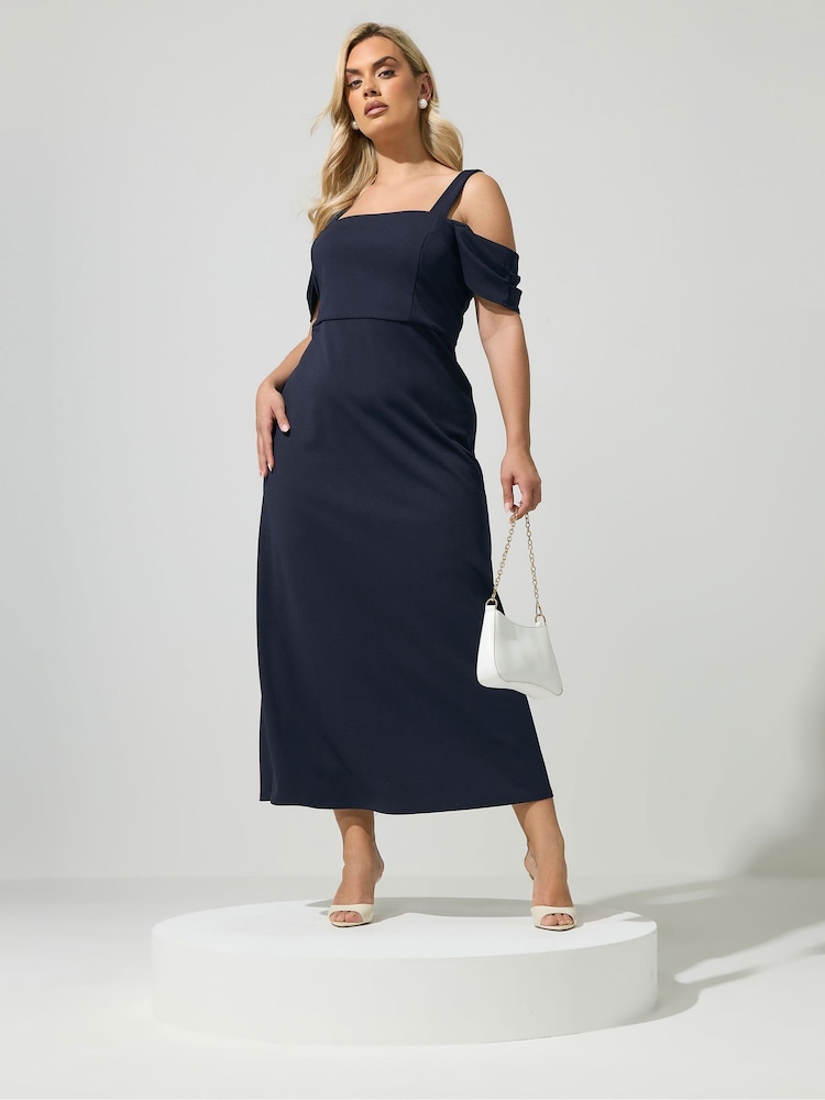 Yours Curve Blue London Cold Shoudler Maxi Dress - Image 2 of 5 Yours Curve Blue London Cold Shoudler Maxi Dress - Image 2 of 5