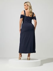 Yours Curve Blue London Cold Shoudler Maxi Dress - Image 3 of 5