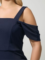 Yours Curve Blue London Cold Shoudler Maxi Dress - Image 4 of 5