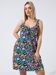 Yours Curve Black Limited Mystic Tie Mini Dress - Image 1 of 4