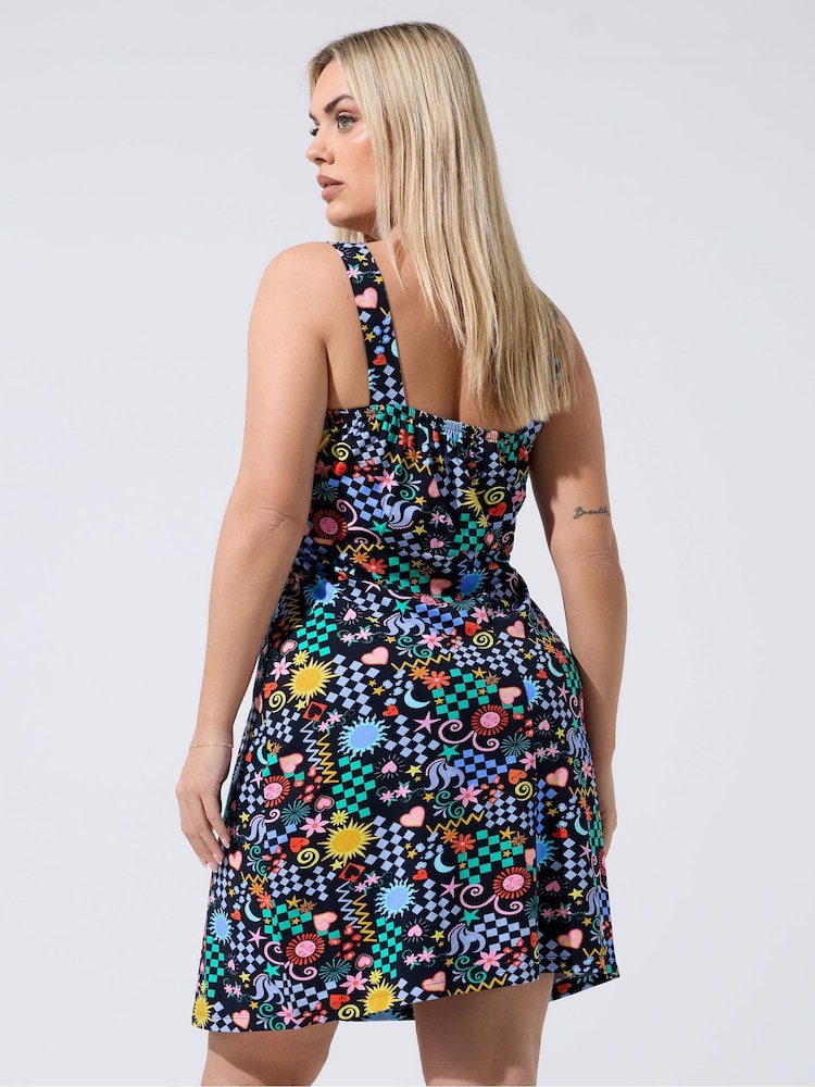 Yours Curve Black Limited Mystic Tie Mini Dress - Image 2 of 4