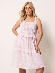 Yours Curve Pink Ruffle Throw On Dress - Image 1 of 4