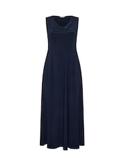Yours Curve Blue London Ity Cowl Lace Up Maxi Dress - Image 5 of 5