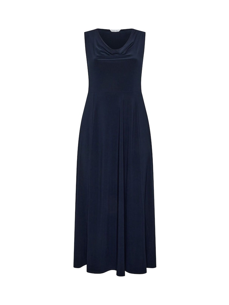 Yours Curve Blue London Ity Cowl Lace Up Maxi Dress - Image 5 of 5