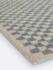 La Redoute Intérieurs Grey Blue Eras Checkerboard Rug - Image 4 of 4