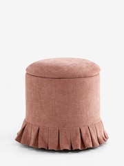 Laura Ashley Hundon Chenille Dusty Rose Fifield Storage Stool - Image 1 of 1