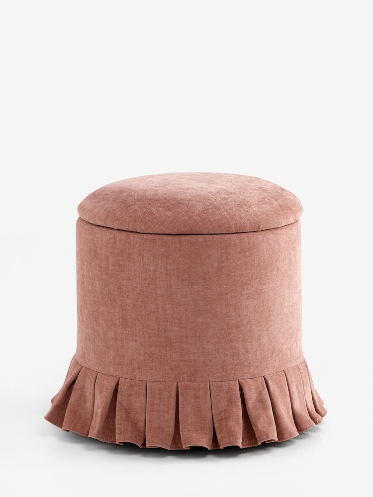 Laura Ashley Hundon Chenille Dusty Rose Fifield Storage Stool - Image 1 of 1 Laura Ashley Hundon Chenille Dusty Rose Fifield Storage Stool - Image 1 of 1