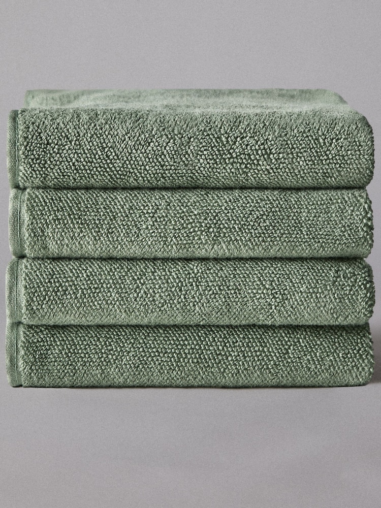 The Set Set of 4 Sage Green Popcorn Textured Bath Towels - Image 1 of 2