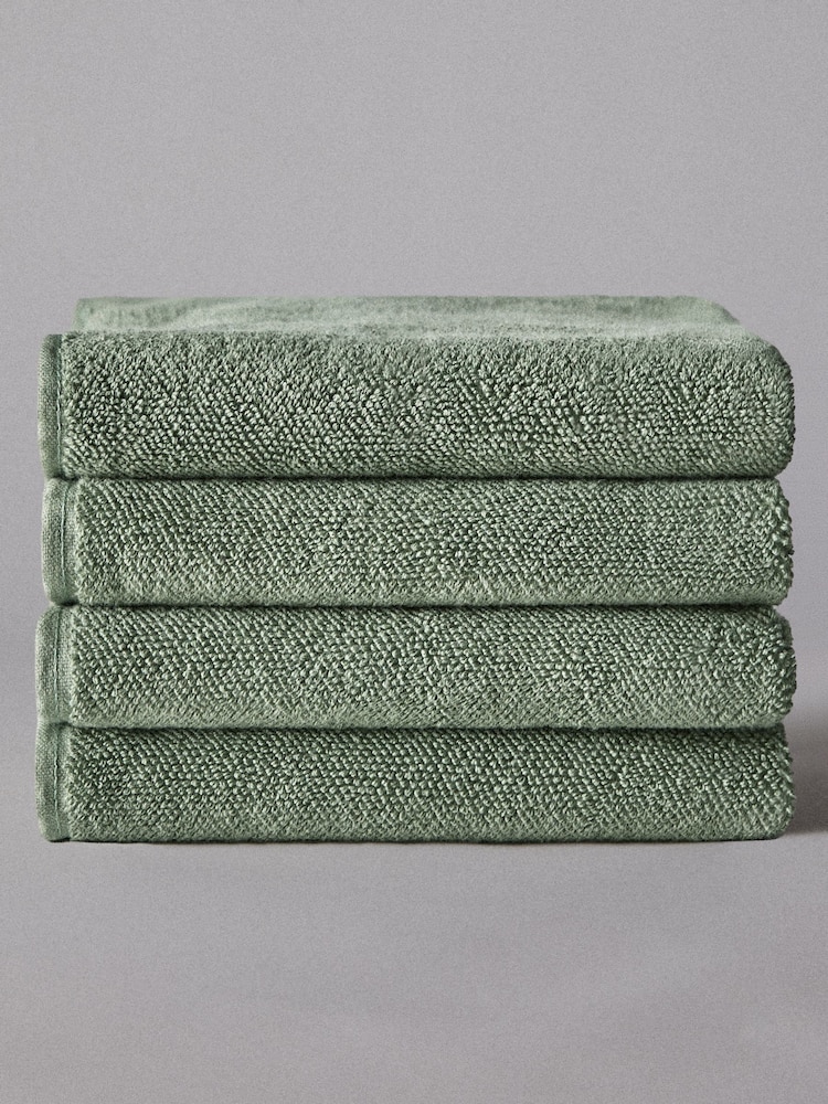 The Set Set of 4 Sage Green Popcorn Textured Bath Towels - Image 2 of 2