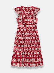 Mint Velvet Red Broderie Midi Dress - Image 8 of 8