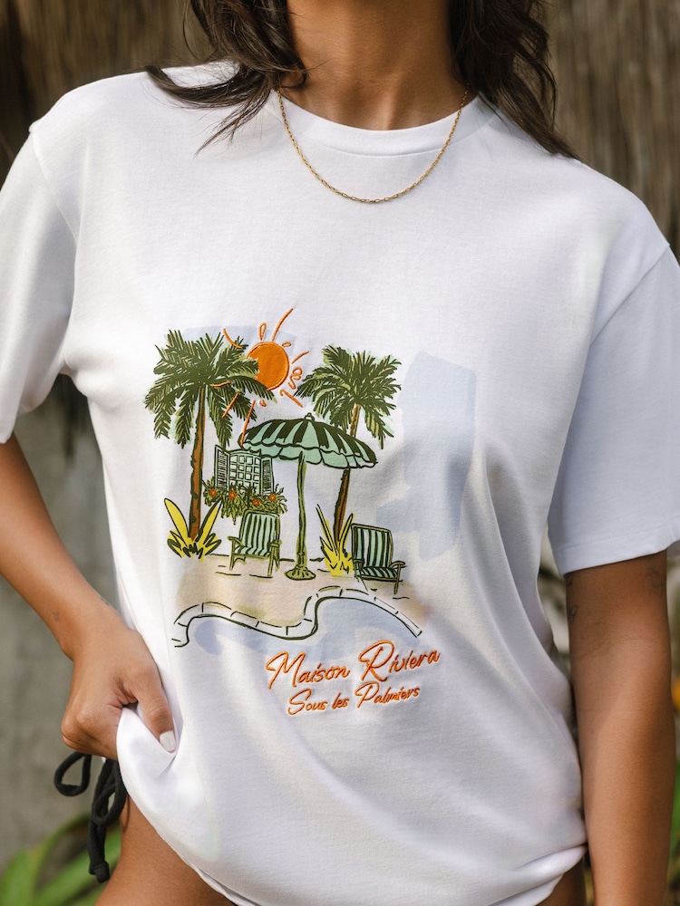 Chelsea Peers Maison Riviera Sous Les Palmiers Print T-Shirt - Изображение 1 3