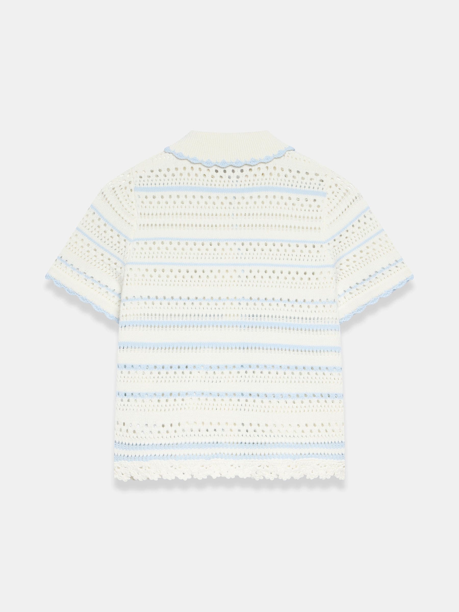 Buy Mint Velvet White Cotton Blend Stripe Crochet Top from the
