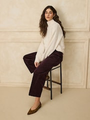 Burgundy Red Corduroy Barrel Leg Trousers - Image 1 of 5