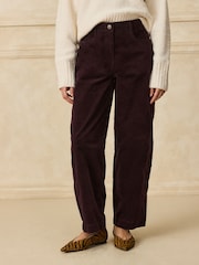 Burgundy Red Corduroy Barrel Leg Trousers - Image 3 of 5