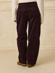 Burgundy Red Corduroy Barrel Leg Trousers - Image 4 of 5
